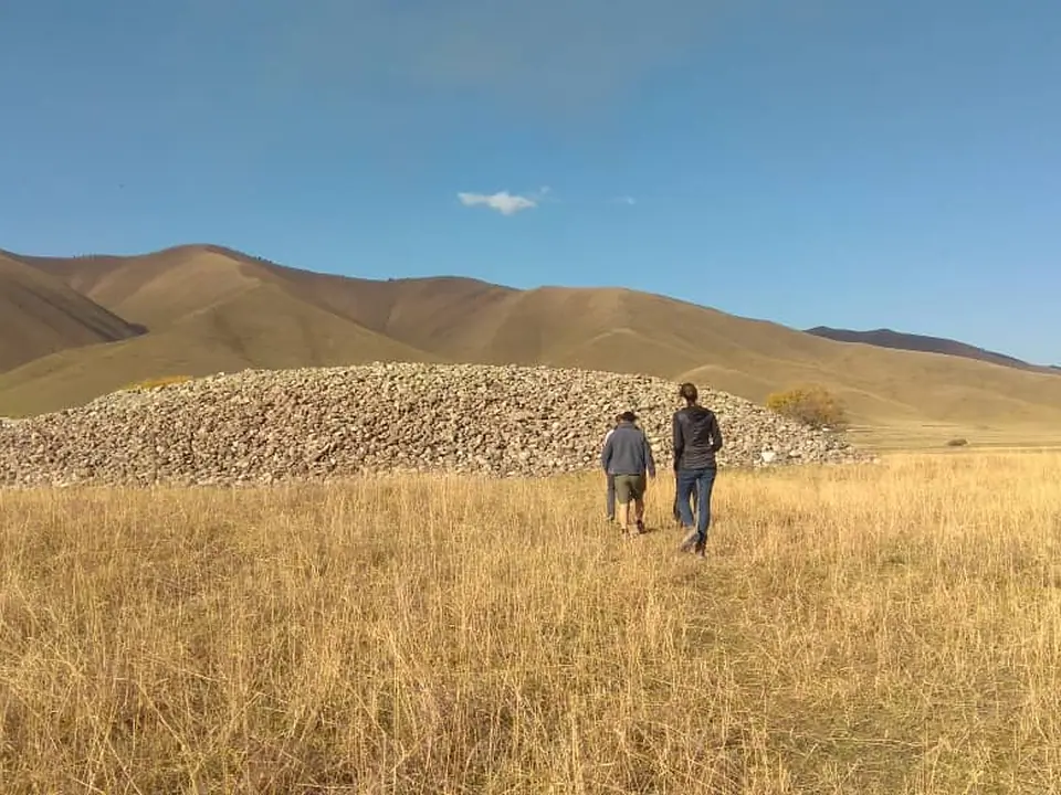 Scythian's stones of San Tash on the eastern territory of Kyrgyzstan, near the border with Kazakhstan