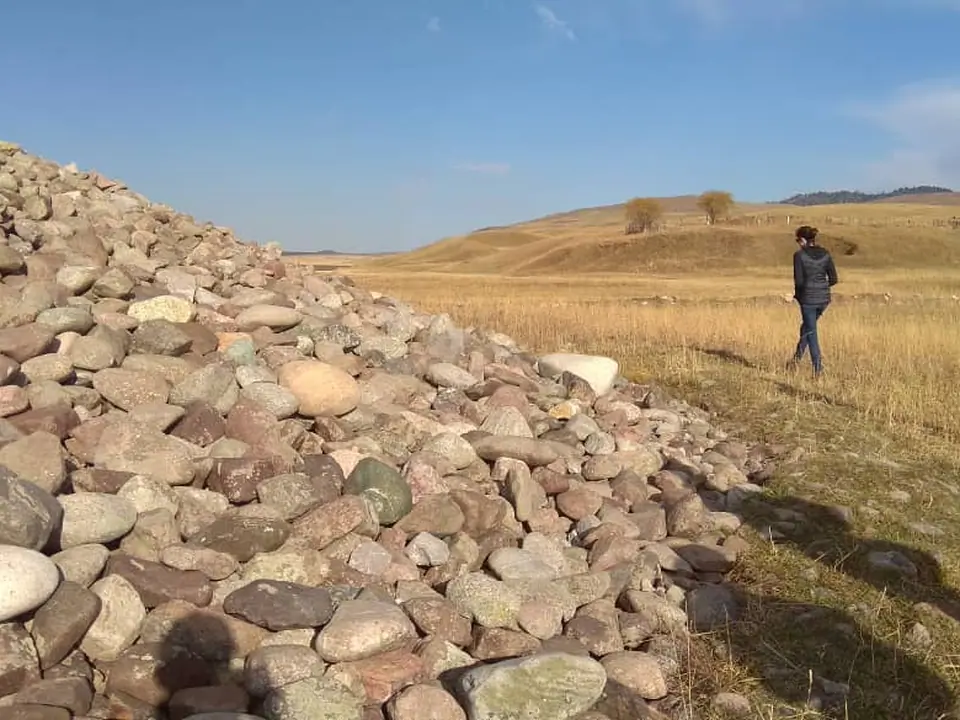 Scythian's stones of San Tash on the eastern territory of Kyrgyzstan, near the border with Kazakhstan