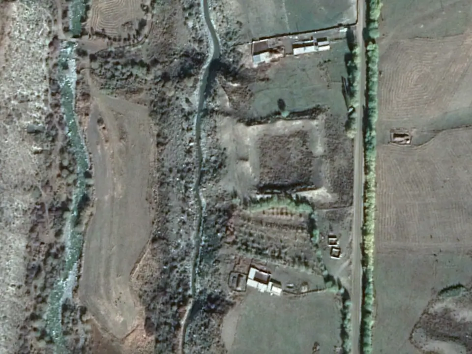 Ruins of an ancient caravanserai and fortress in the gorge of Barskoon, Issyk Kul, Kyrgyzstan