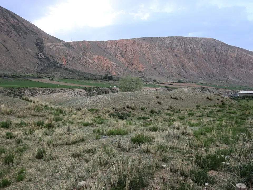 Ruins of an ancient caravanserai and fortress in the gorge of Barskoon, Issyk Kul, Kyrgyzstan