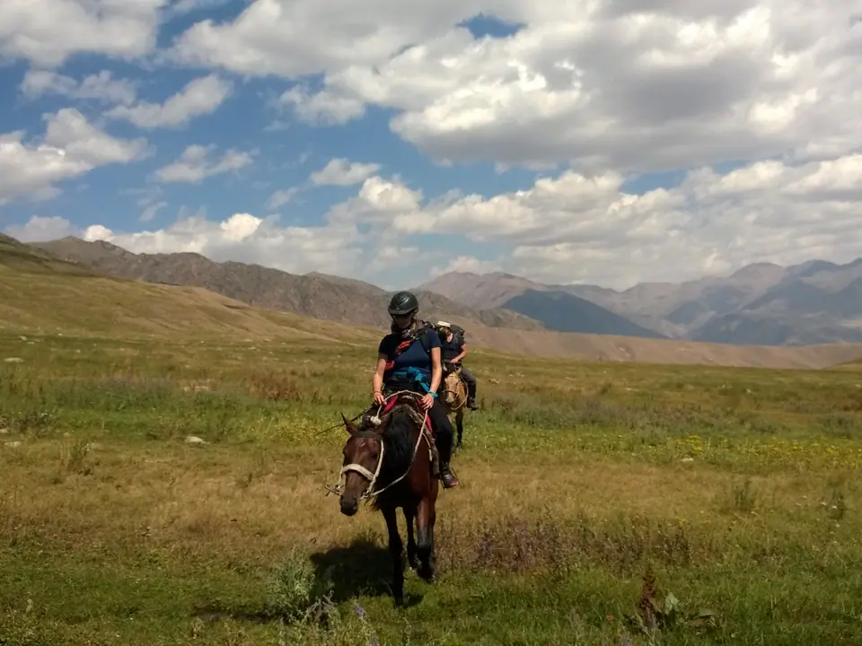 Horseback riding on the pasture of Chong Suu jailoo from Kyzyl Oy village