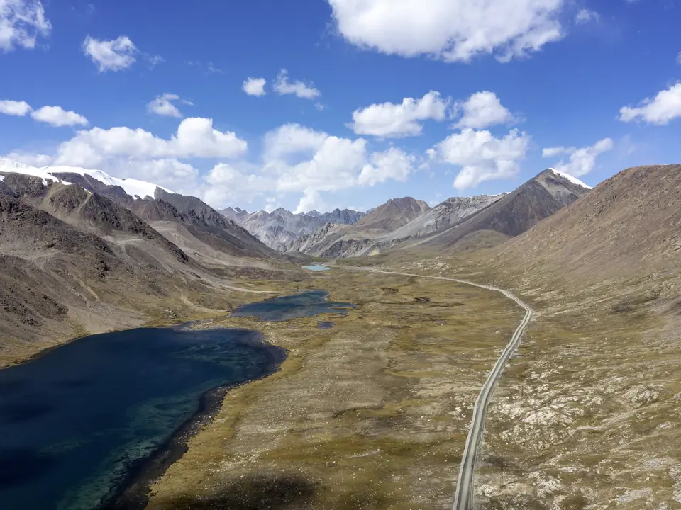 Djashil means green, 3 mountain's lakes the first is quiet large, others are small, around there are mountains and glaciers, the grass is yellow-green