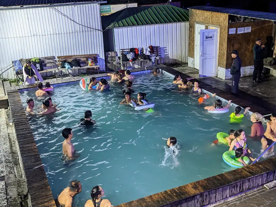 Hot spring swimming pool at Ulai Guesthouse, Issyk Ata