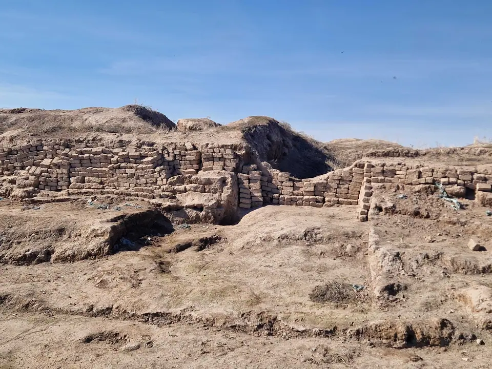 Ruins of the ancient city of Suyab on the foot of the Kyrgyz Alatoo range in the Chuy valley was founded in the sixth century