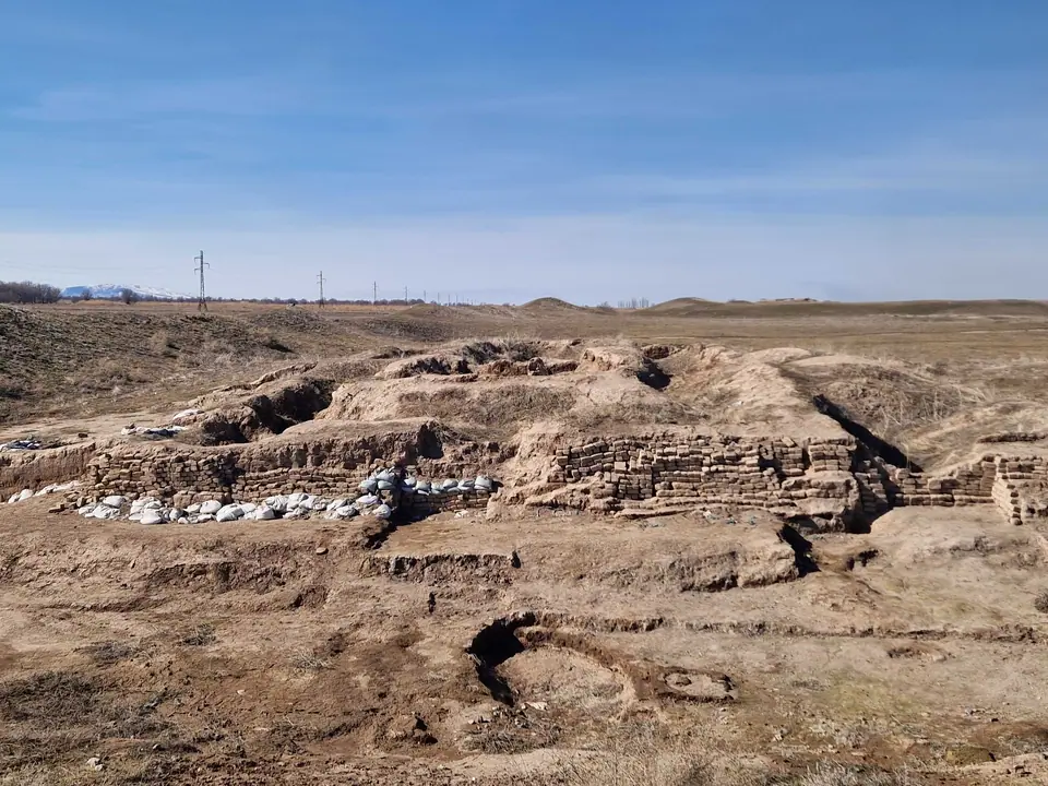 Ruins of the ancient city of Suyab on the foot of the Kyrgyz Alatoo range in the Chuy valley was founded in the sixth century