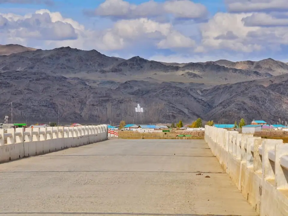 Bridge in the Sagsay village in Mongolia, Altaï Tavan Bogd region