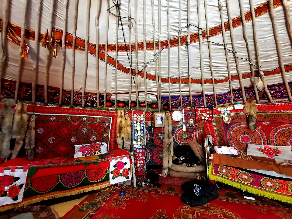 Panoramic view of Sagsay village in Altaï region of Mongolia