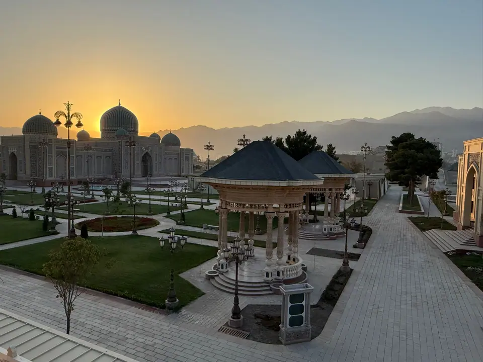 Sunrise above the fortress of Khujand