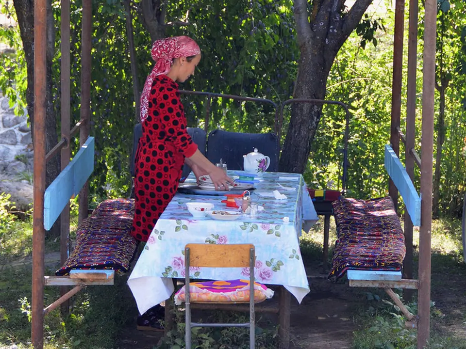 Our breakfast place during our homestay in Arkyt, Kyrgyzstan