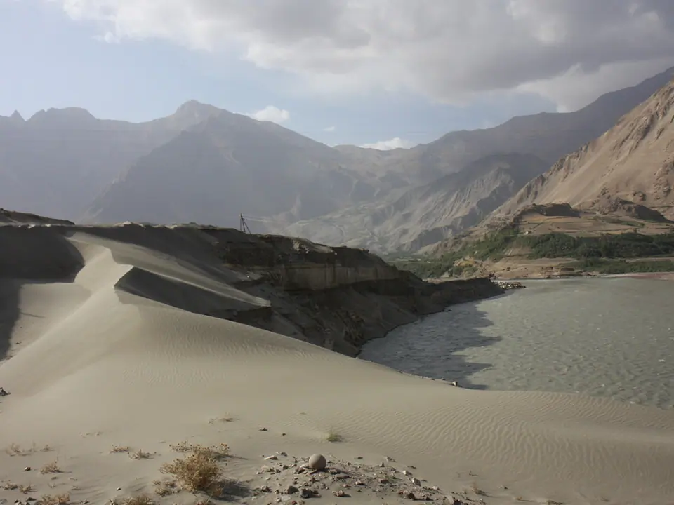 Pyanj river valley close to Vanj