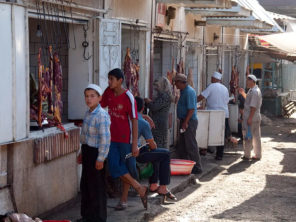 Row of meat stalls