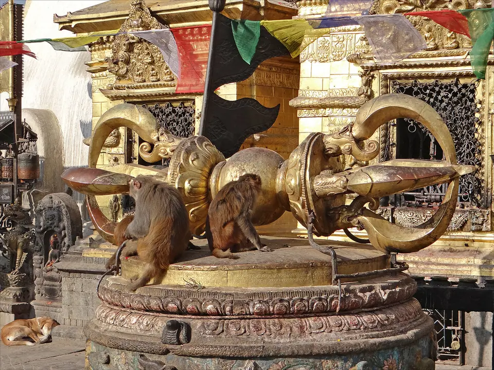 Le grand Vajra du Stupa de Swayambhunath à Katmandou