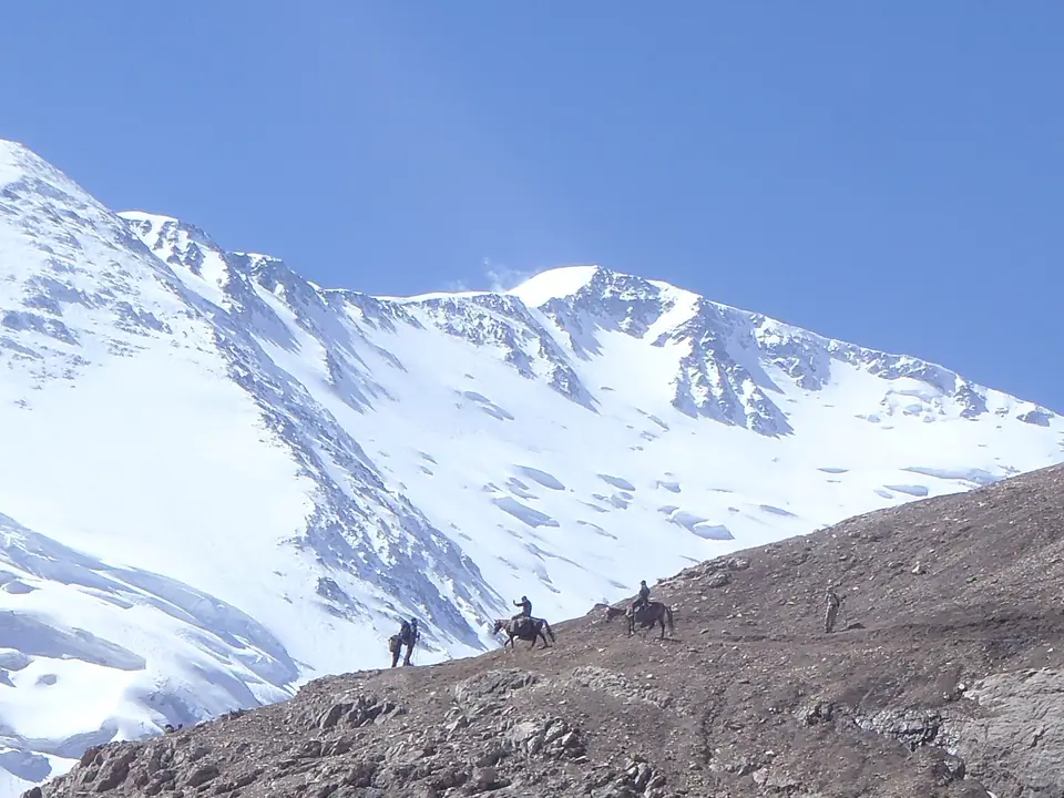 Horseback riding at BC peak Lenin