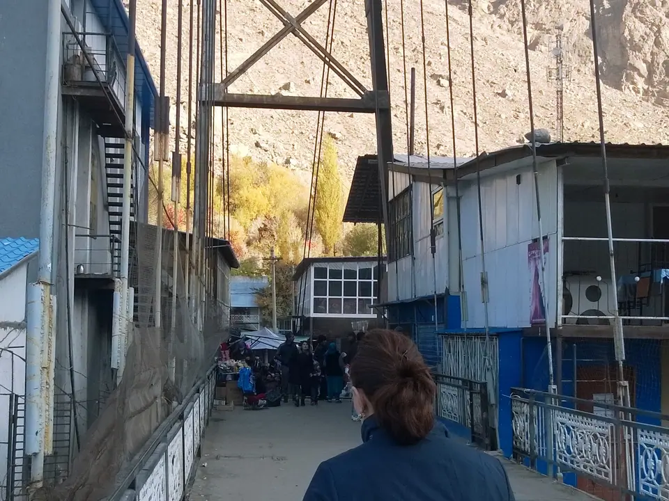 Khorog market from the pedestrian bridge