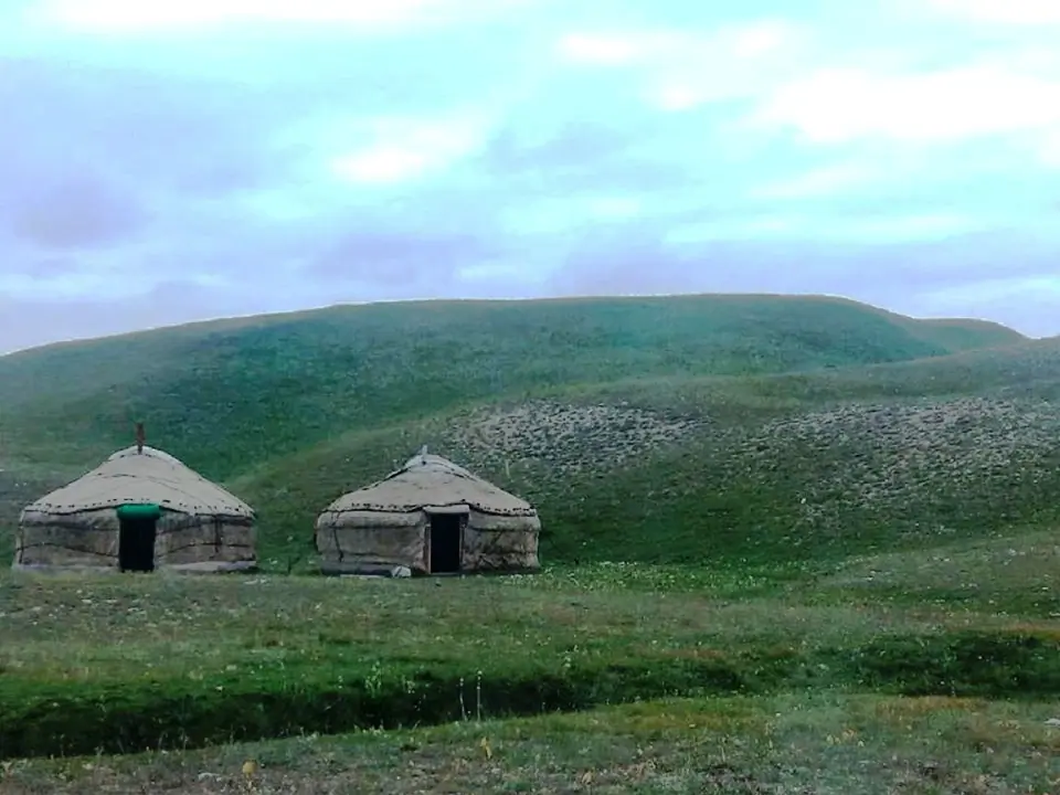 Yurt camp at the foot of the peak Lenin