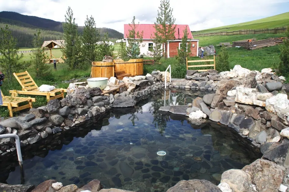 Tsenkher hot springs 70°C near Karakorum ancient capital of Mongolia