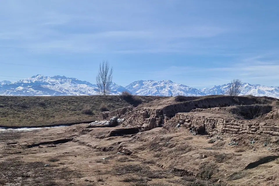 Ruins of the ancient city of Suyab on the foot of the Kyrgyz Alatoo range in the Chuy valley was founded in the sixth century