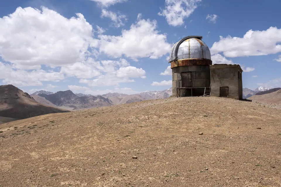 An old soviet observatory in the middle of desertic steppes of Eastern Pamir in Tajikistan