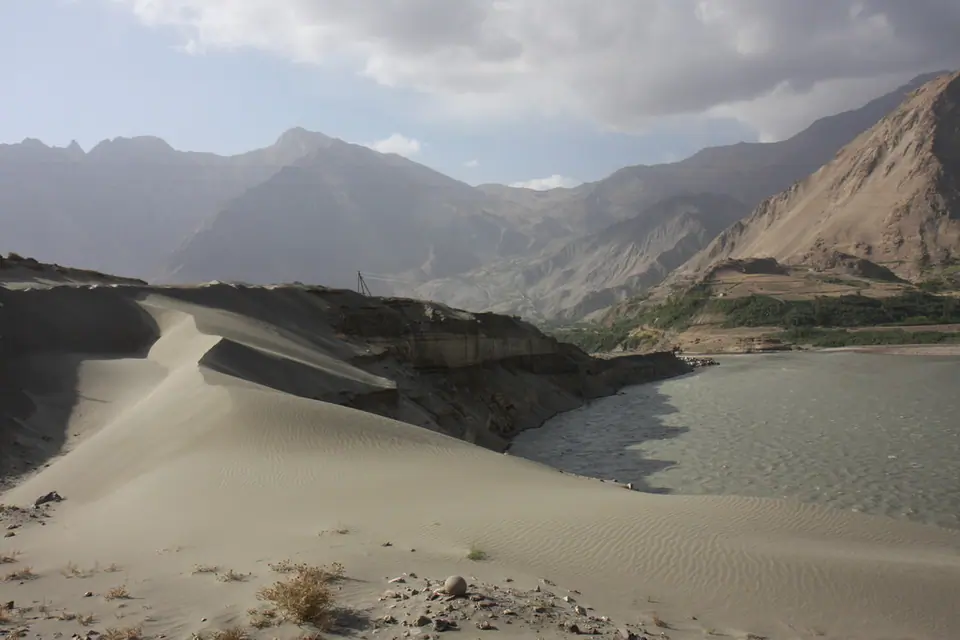 Pyanj river valley close to Vanj