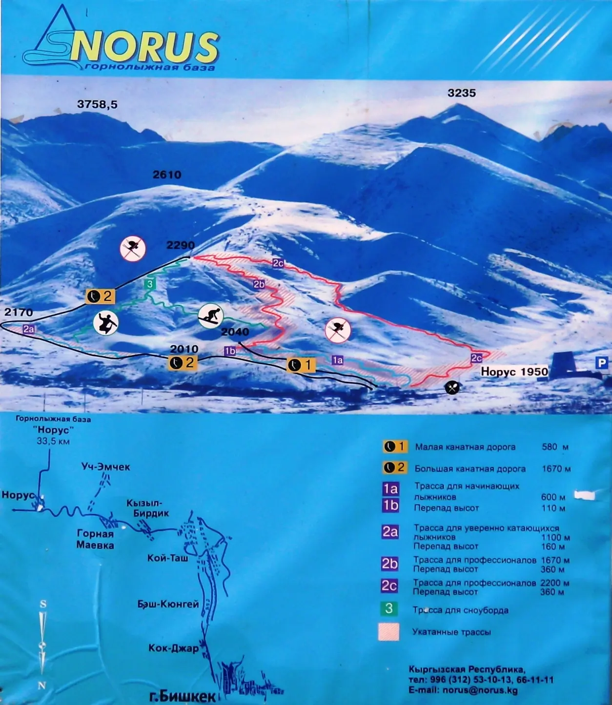 Map of ski slopes