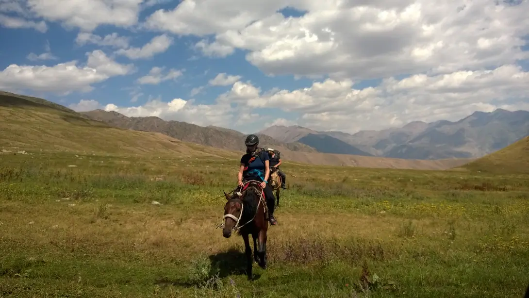 Horseback riding on the pasture of Chong Suu jailoo from Kyzyl Oy village