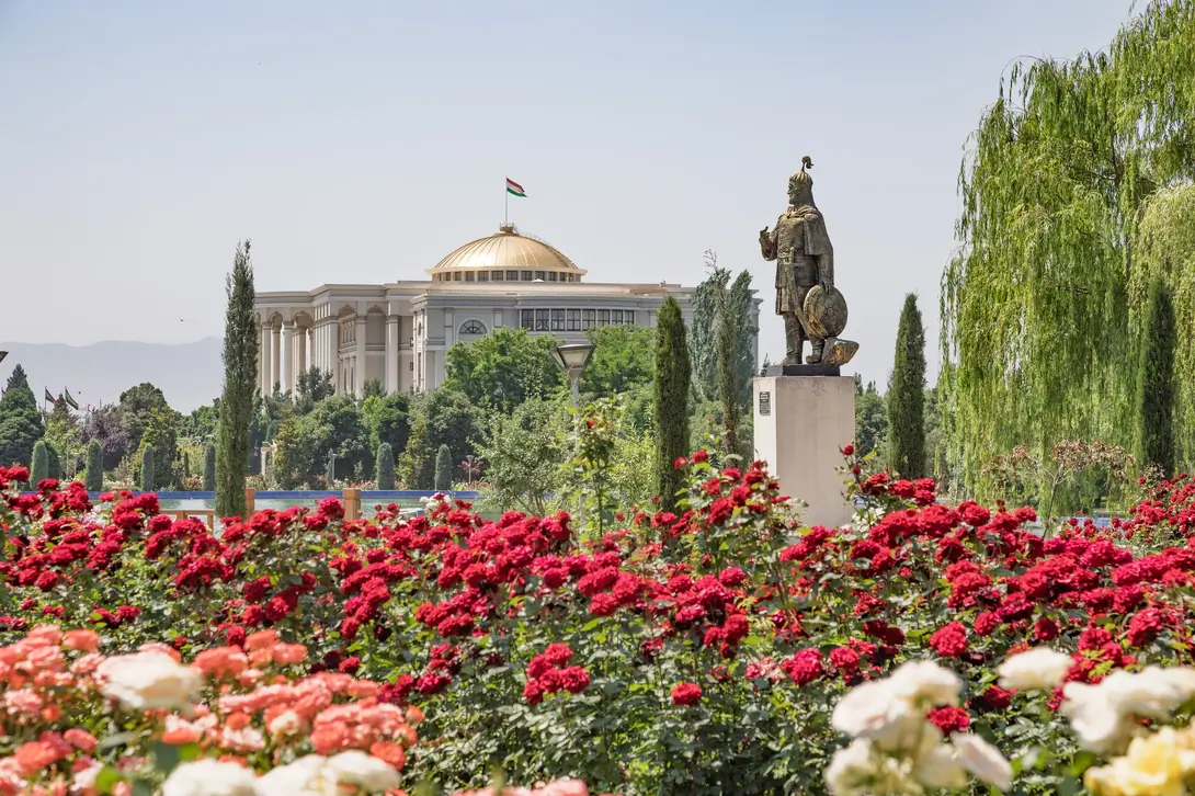 Garden and statue in Dushanbe
