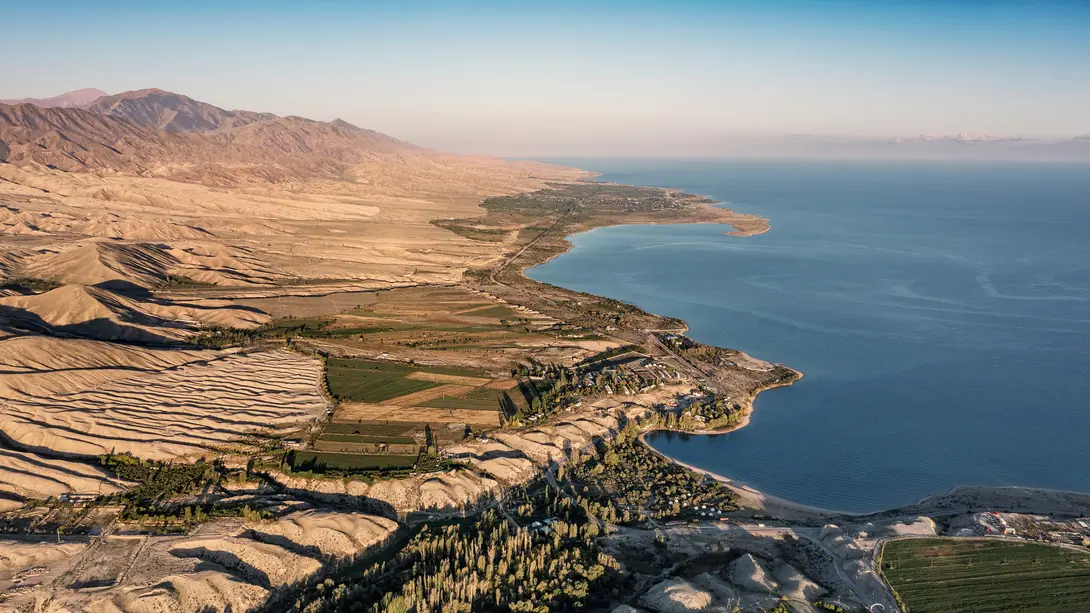 Issyk Kul shore by drone
