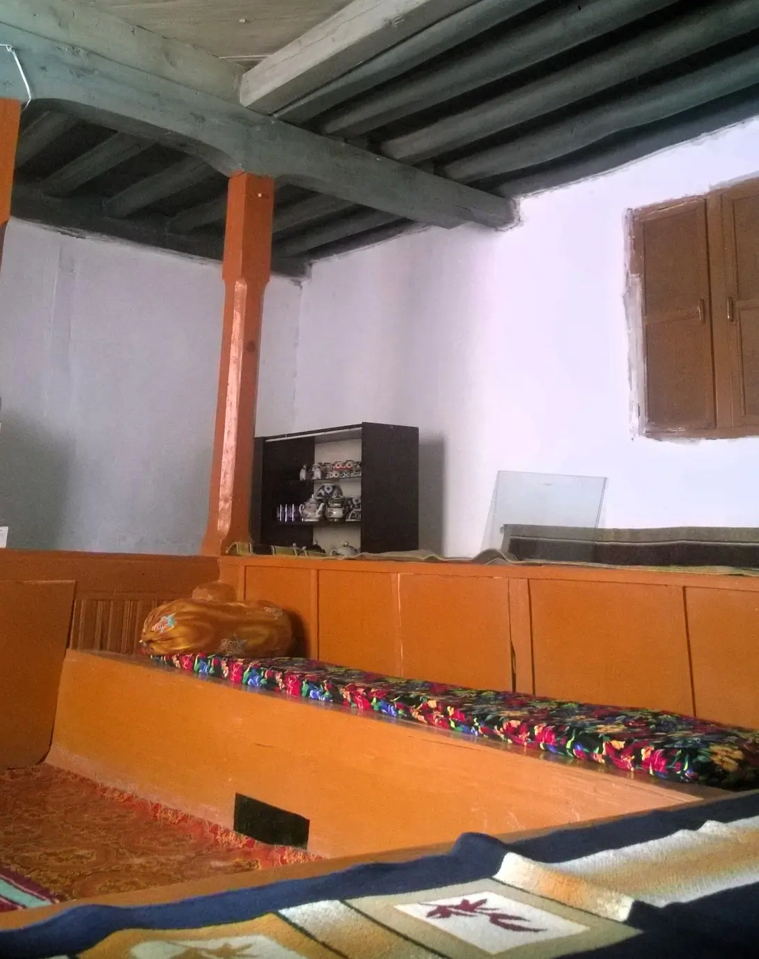 Interior view of a traditional pamiri house in the Gunt valley near Khorog