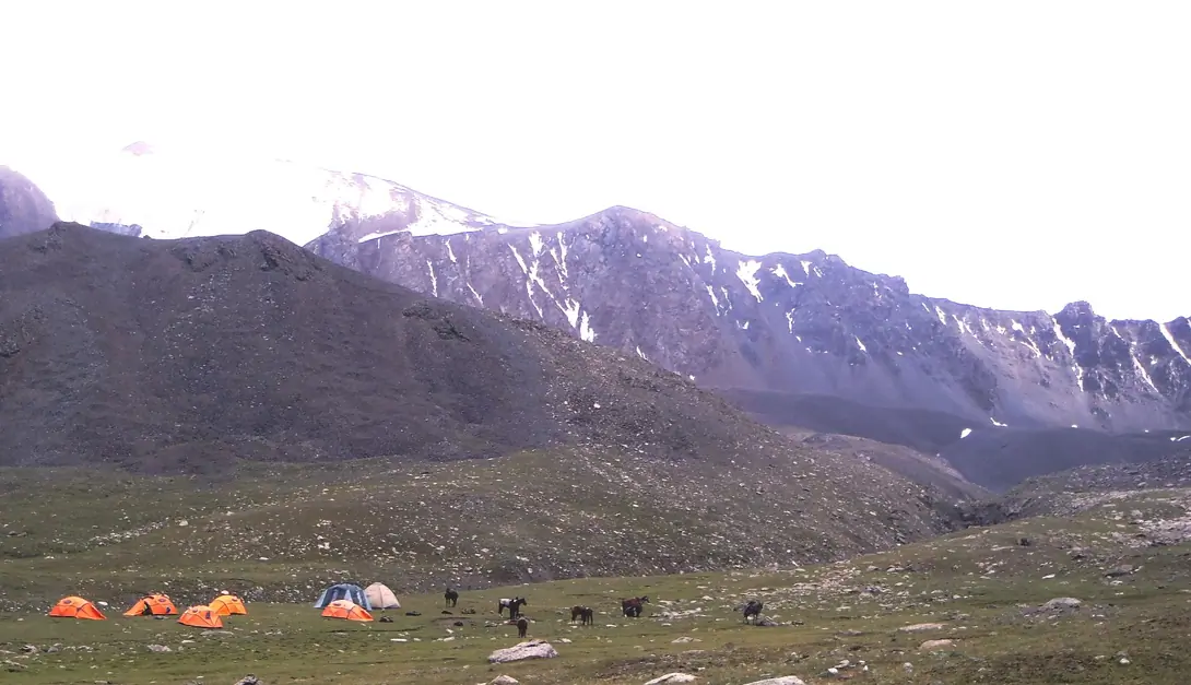 At the foot of Sary Mogol pass