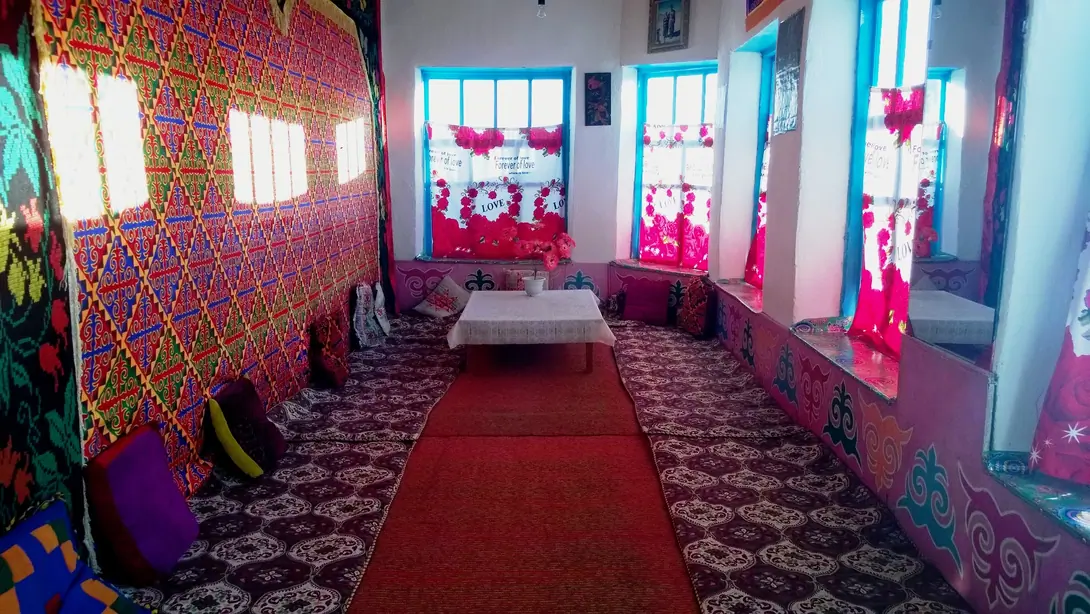 The patio of the Erali guesthouse in Murgab