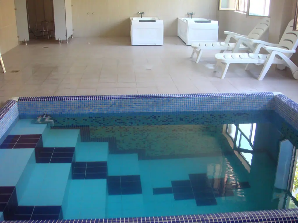 The interior pool of the Sarob Hotel at Khoja Obi Garm